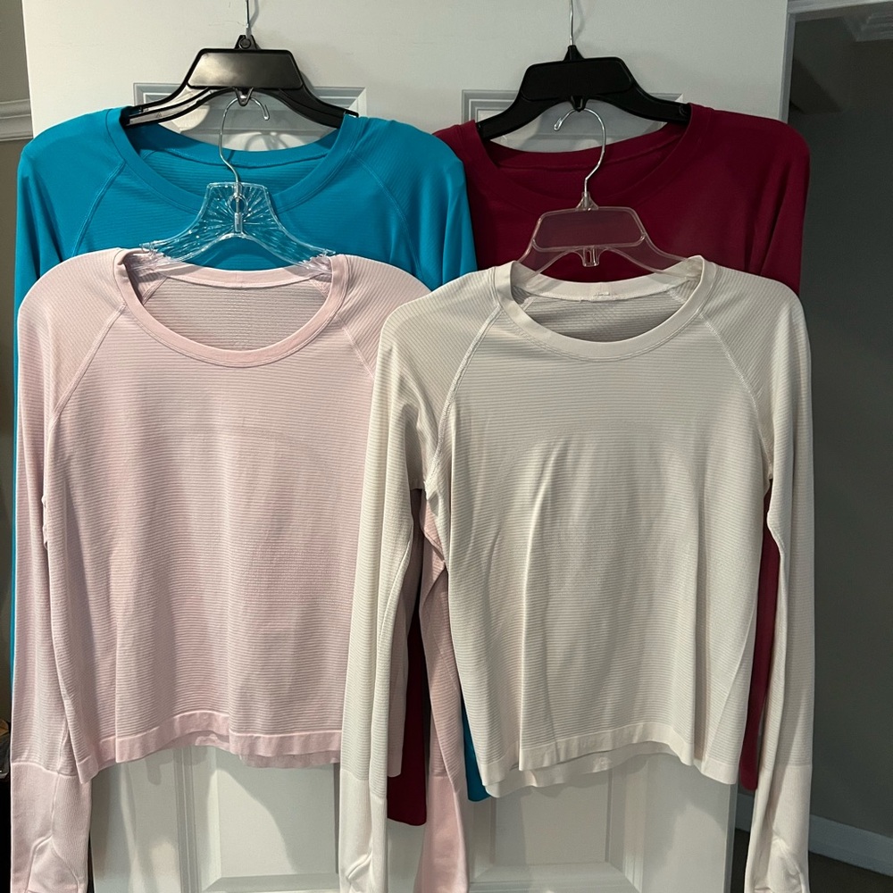 Lot of 4 Lululemon athletica Swiftly Tech Long Sleeve shirts Waist Length size 8